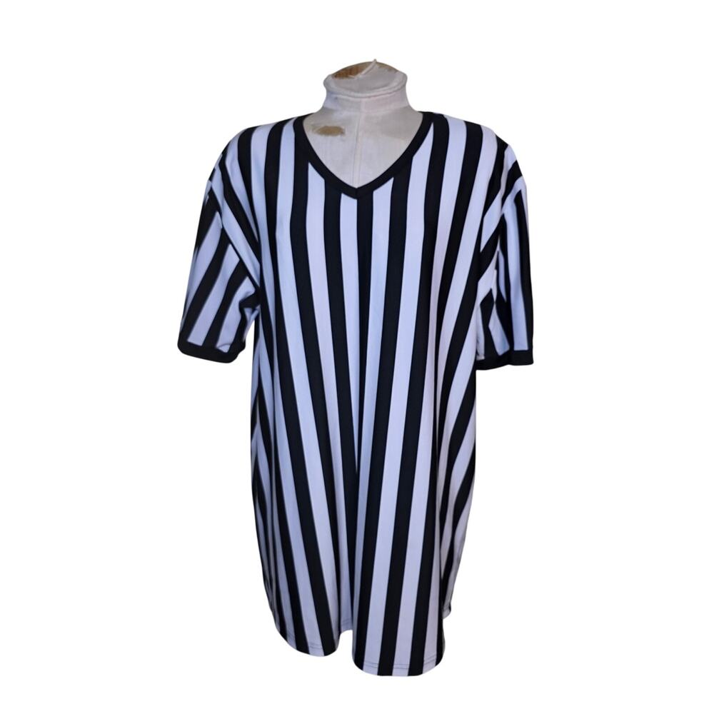 Men's Samuel Adams Referee V-Neck Shirt Size XL Black White Stripe